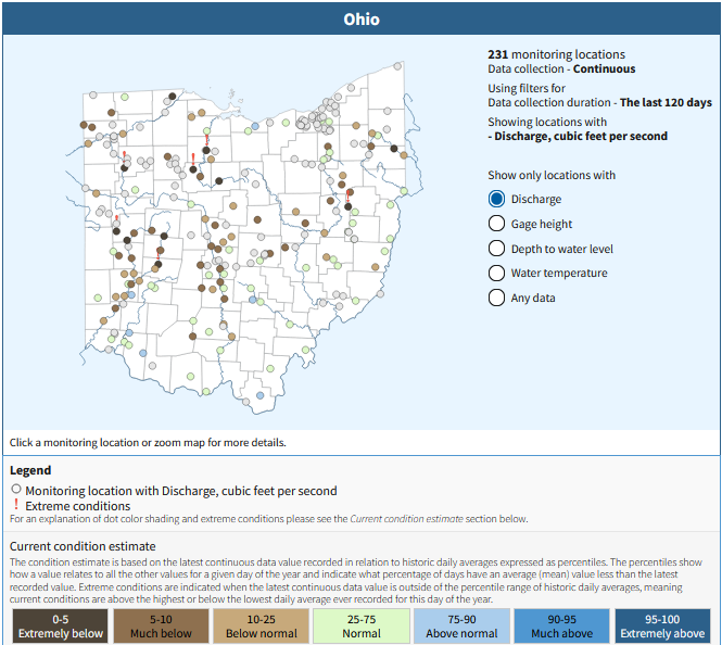 ohio stream flow map